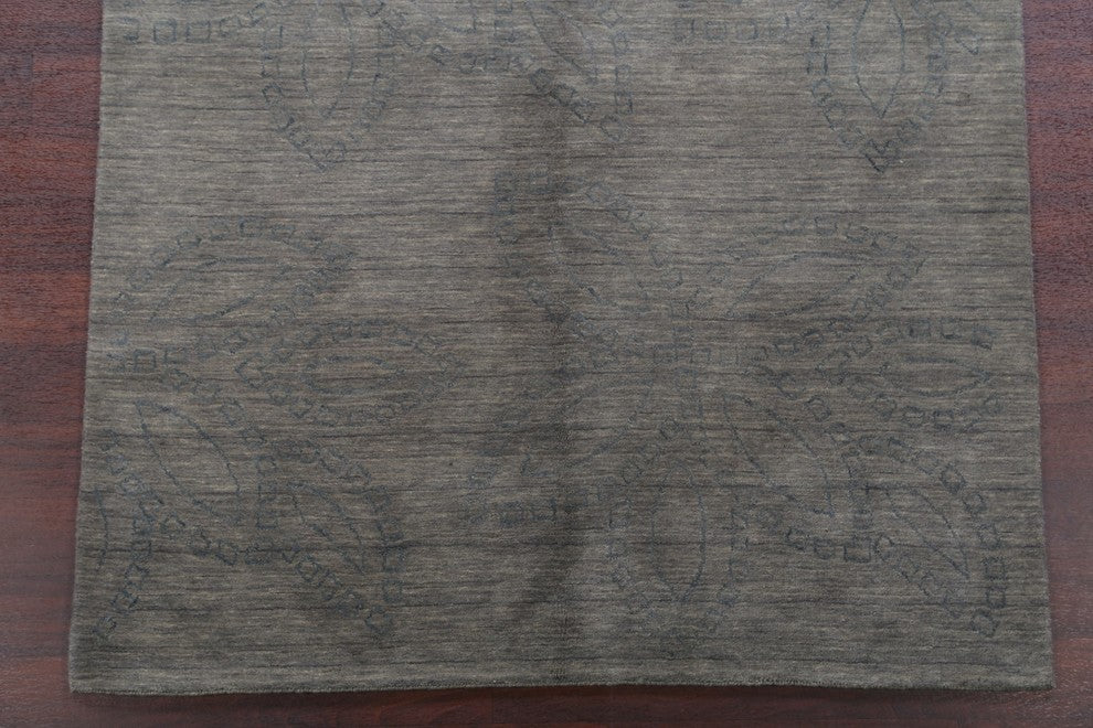 Nepal Tibetan Contemporary Modern Handmade Oriental Area Rug, Gray, 8'0"x5'0"