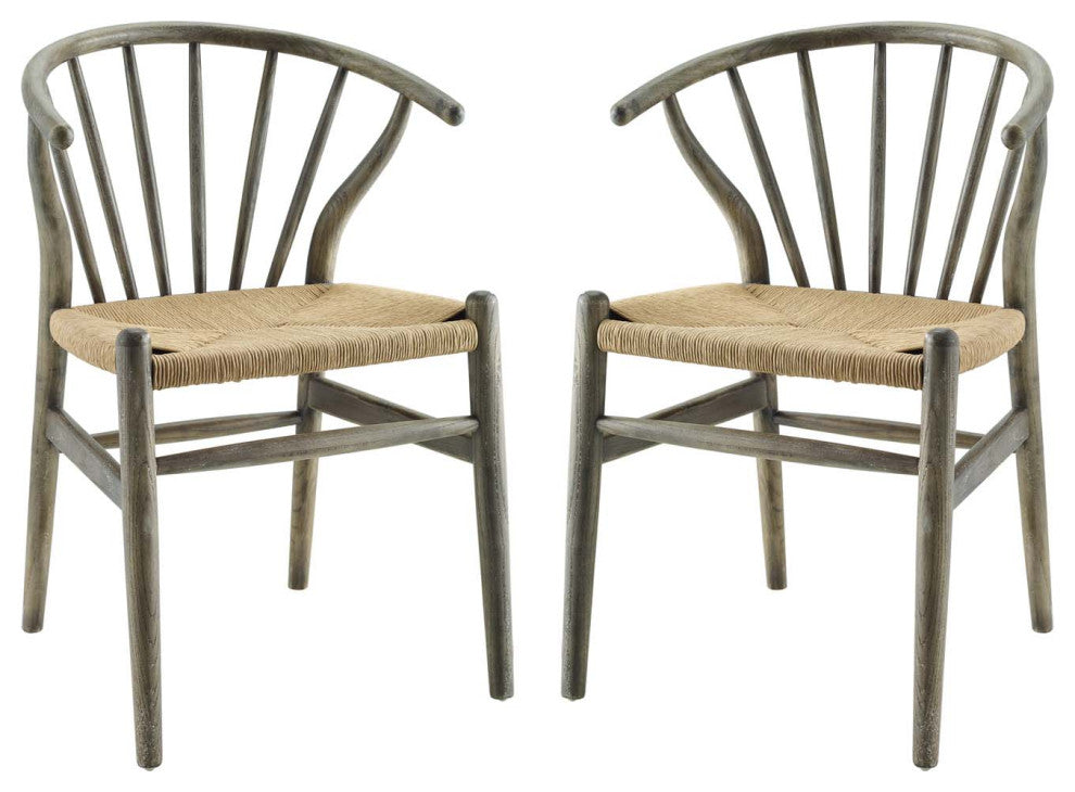 Flourish Spindle Wood Dining Side Chair Set of 2 - Gray