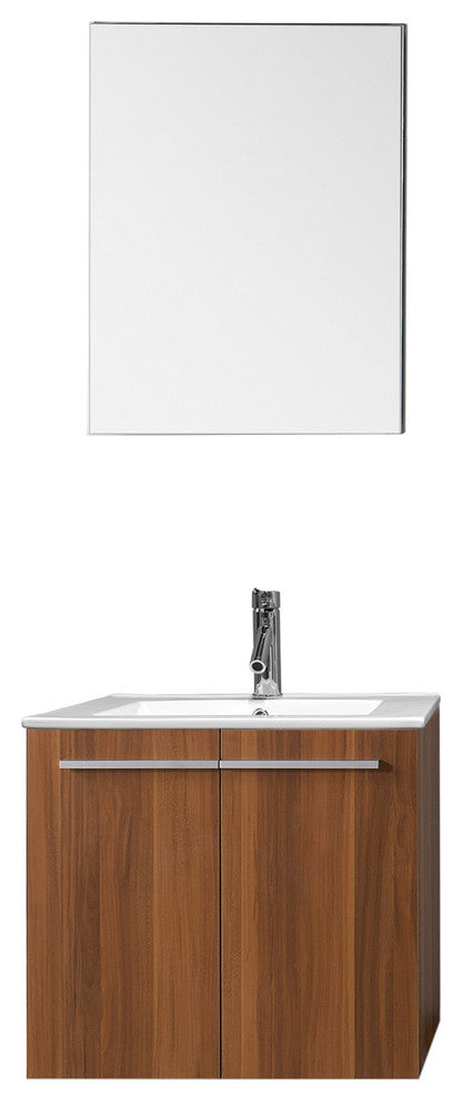 Midori 24" Single  Sink Plum  Vanity Plum with Brushed Nickel Faucet and Mirror