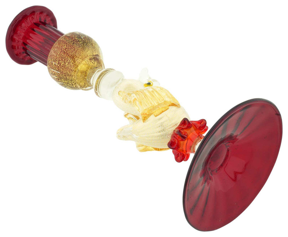 GlassOfVenice Murano Glass White Swan Candle Holder