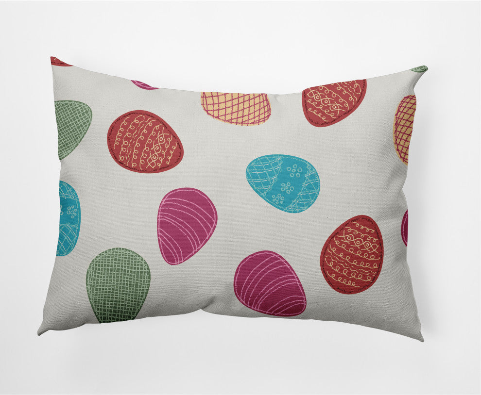 Egg Hunt Easter Decorative Lumbar Pillow, Whisper White, 14x20"