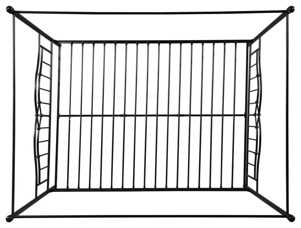 Simona Traditional Iron Canopy Queen Bed Frame, Flat Black