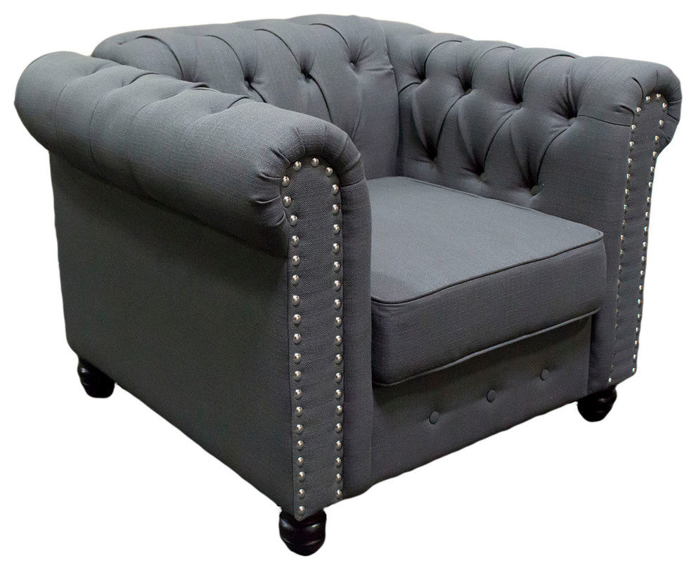 Venice Upholstered Living Arm Chair, Klein Charcoal