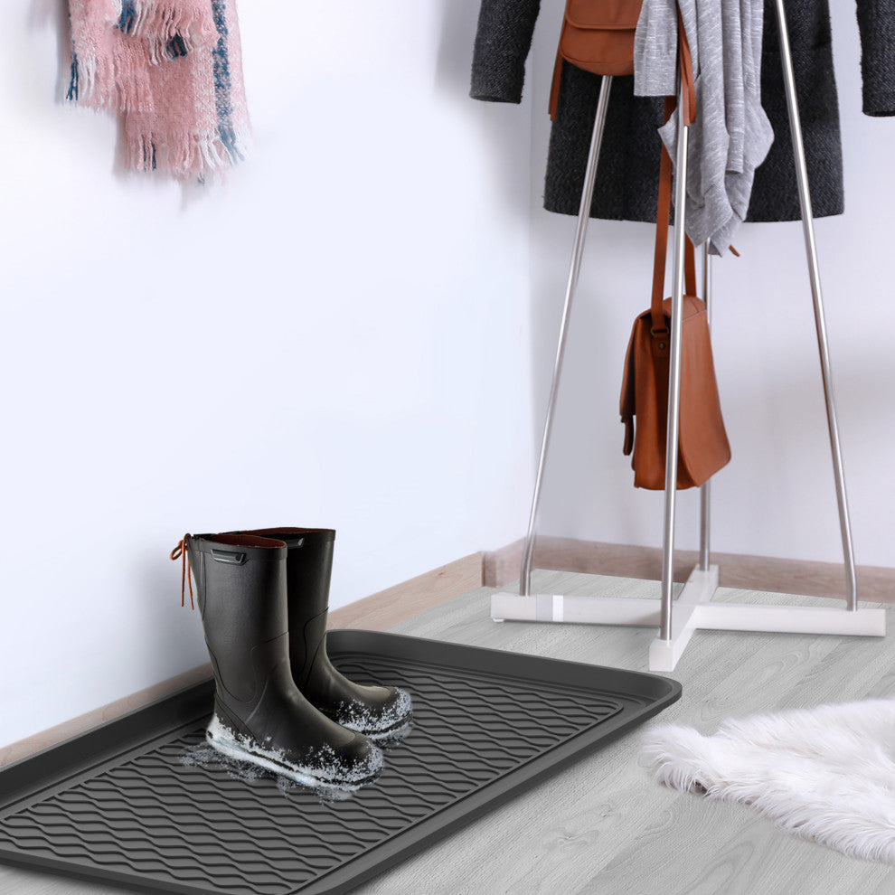 2 Large All-Weather Indoor/Outdoor Boot Tray Weather-Resistant Plastic Shoe Mat