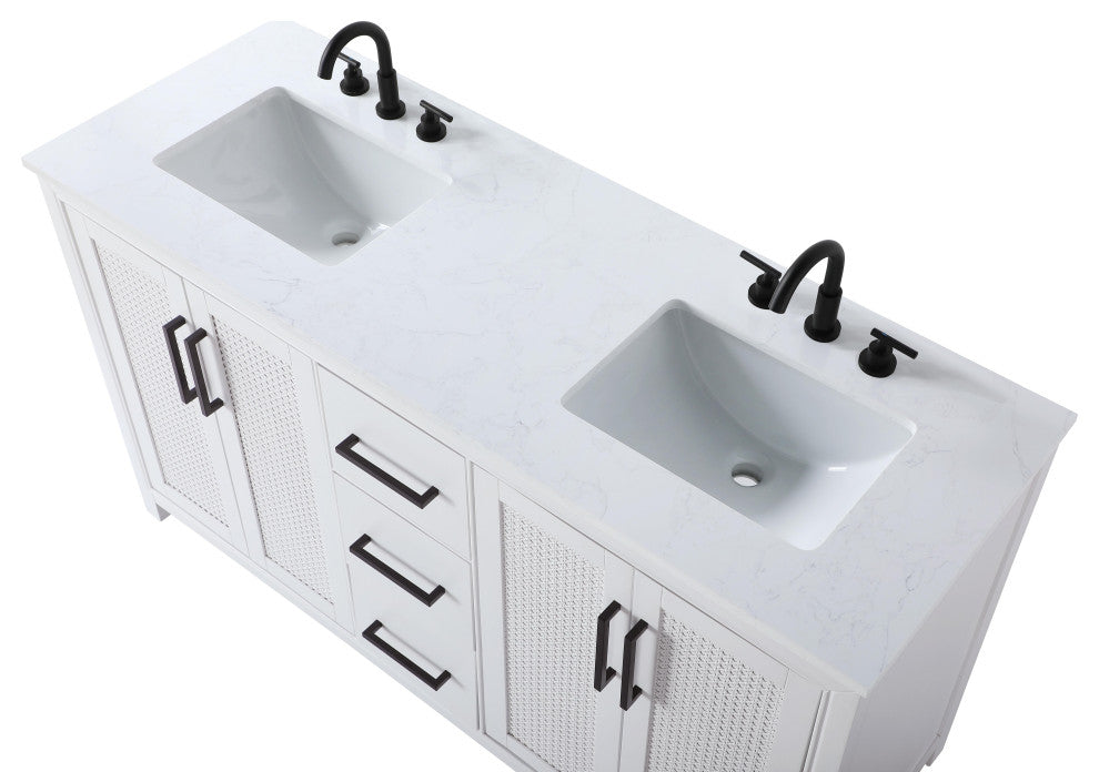 Home Living 60" Double Bathroom Vanity, White