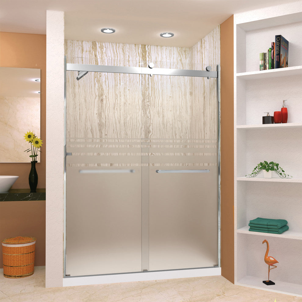 Transolid Brianna 60" W x 80" H Frameless Sliding Shower Door, Polished Chrome