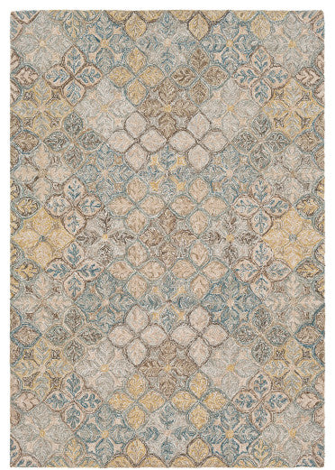 Surya Robin RBI-1005 2'x3' Rug, Teal/Sage/Taupe/Dark Brown/Cream/Olive/Beige