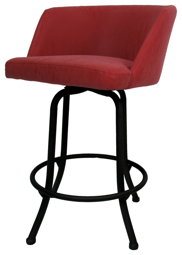 Joey Swivel Metal Stools, Set of 3, Ruby, Black, 30"