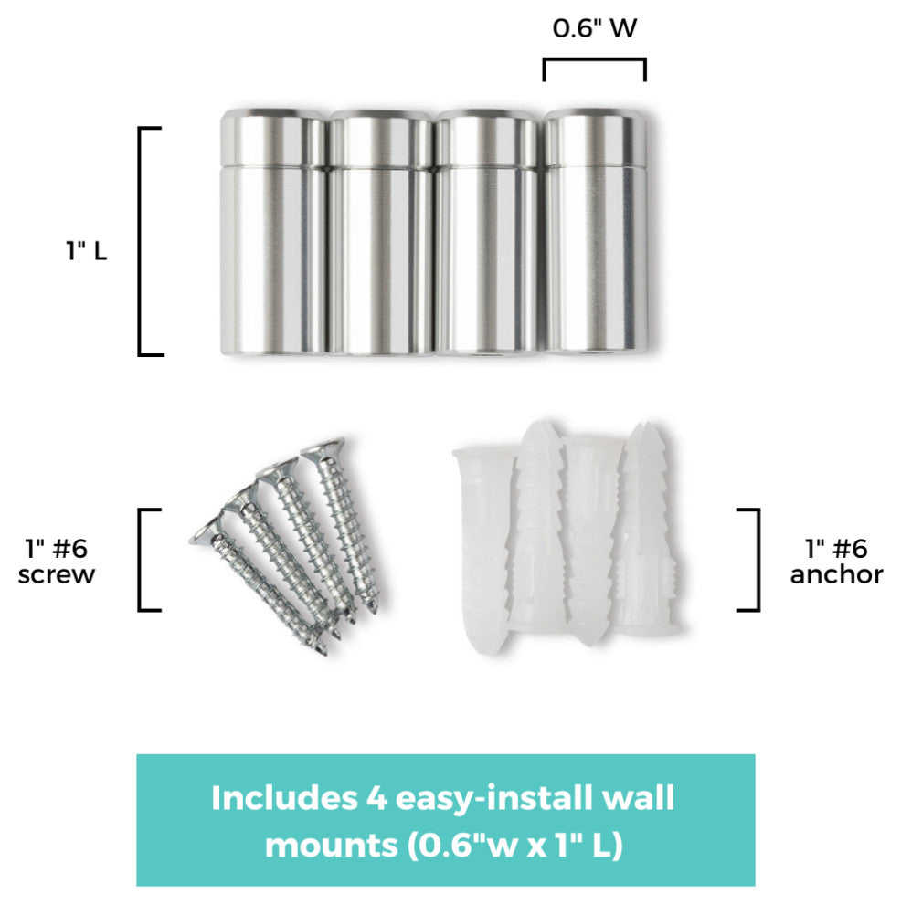 Silver 1" Wall Mounts