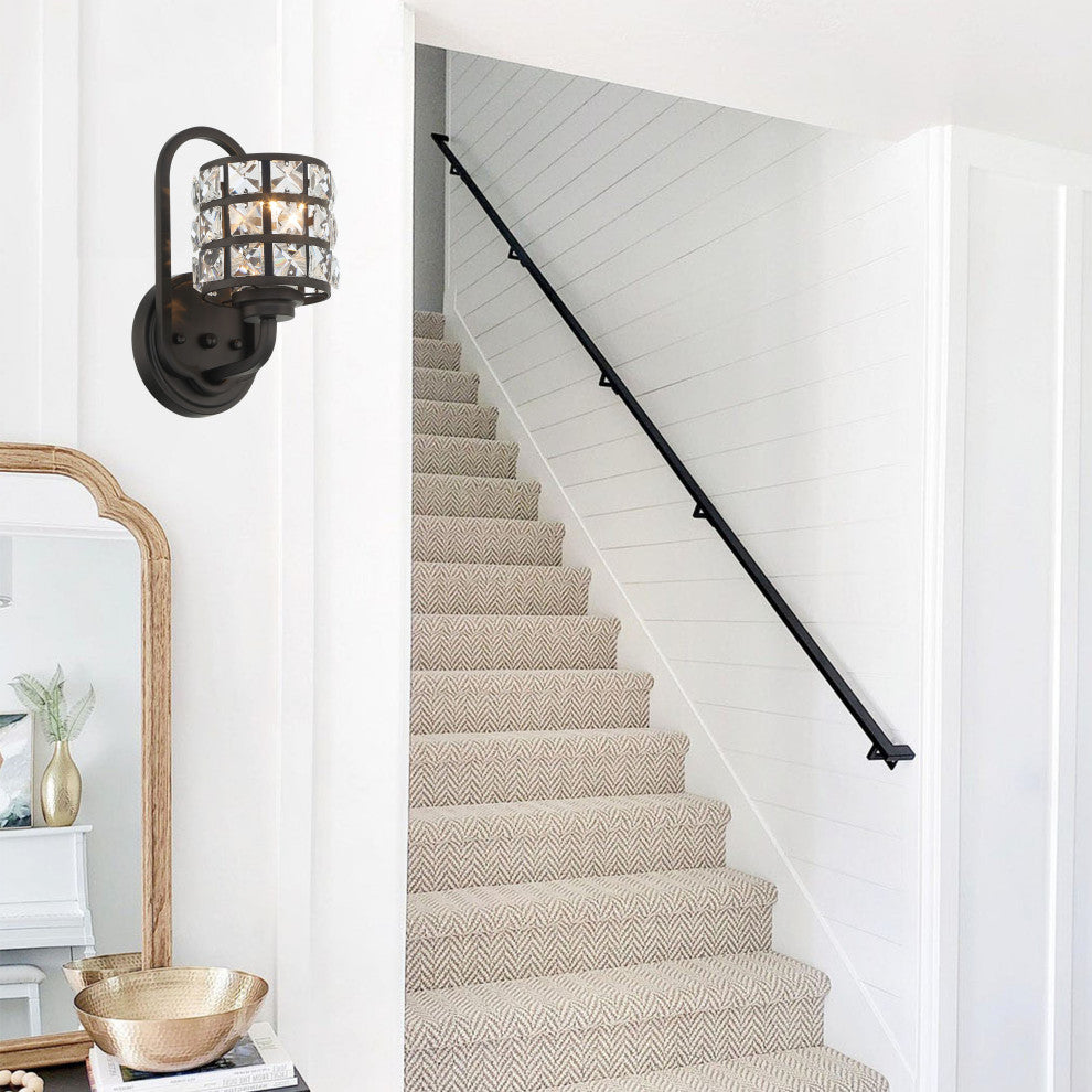1 Light Matte Black Armed Sconce