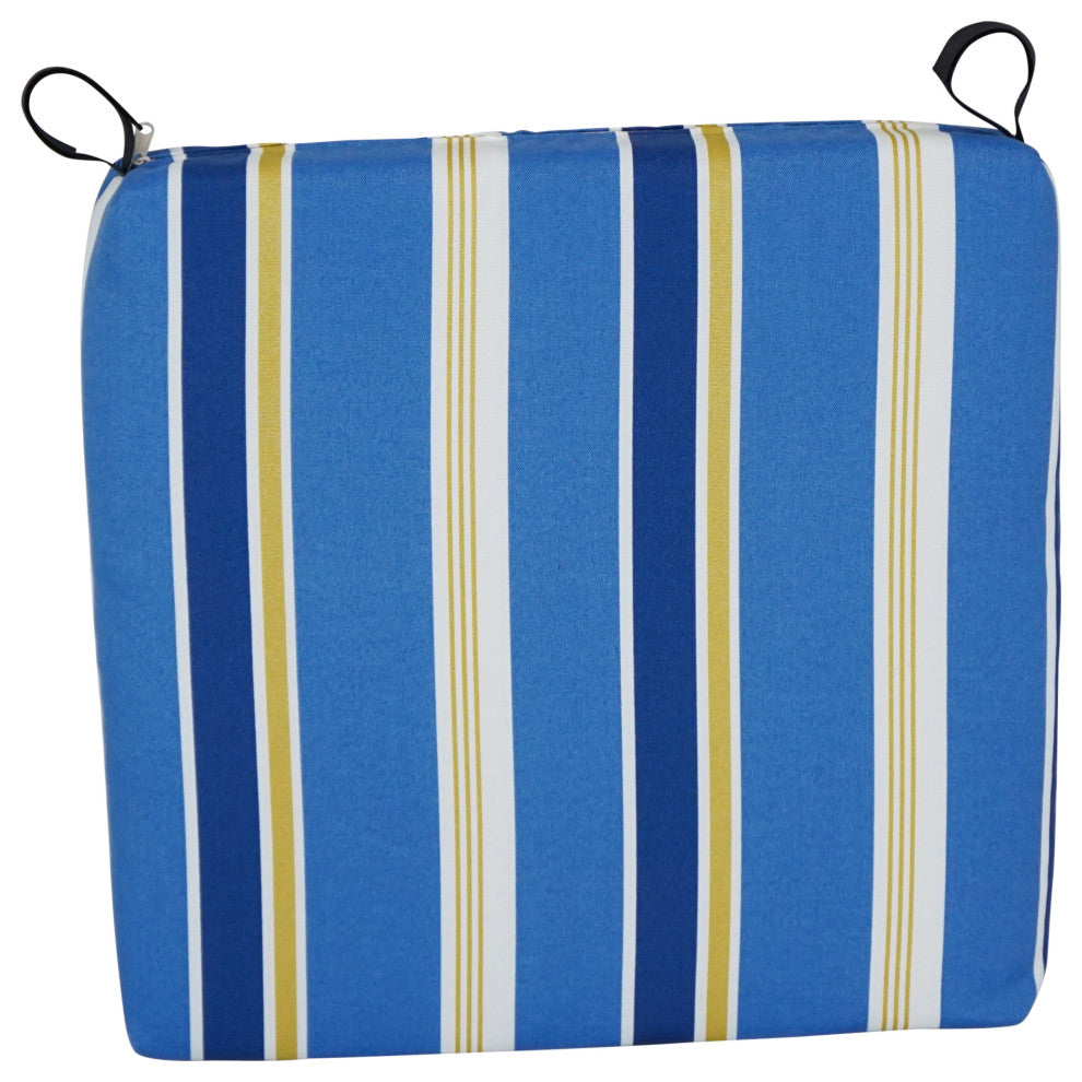 20"X19" Patterned Outdoor Chair Cushions, Set of 2, Heatwave Cobalt