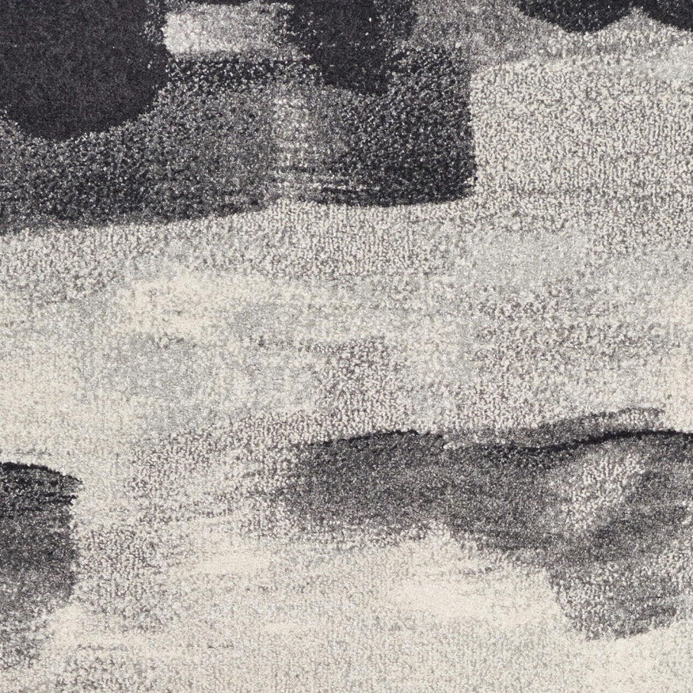 HomeRoots 10'x13' Grey Beige Machine Woven Abstract Brushstroke Indoor Area Rug