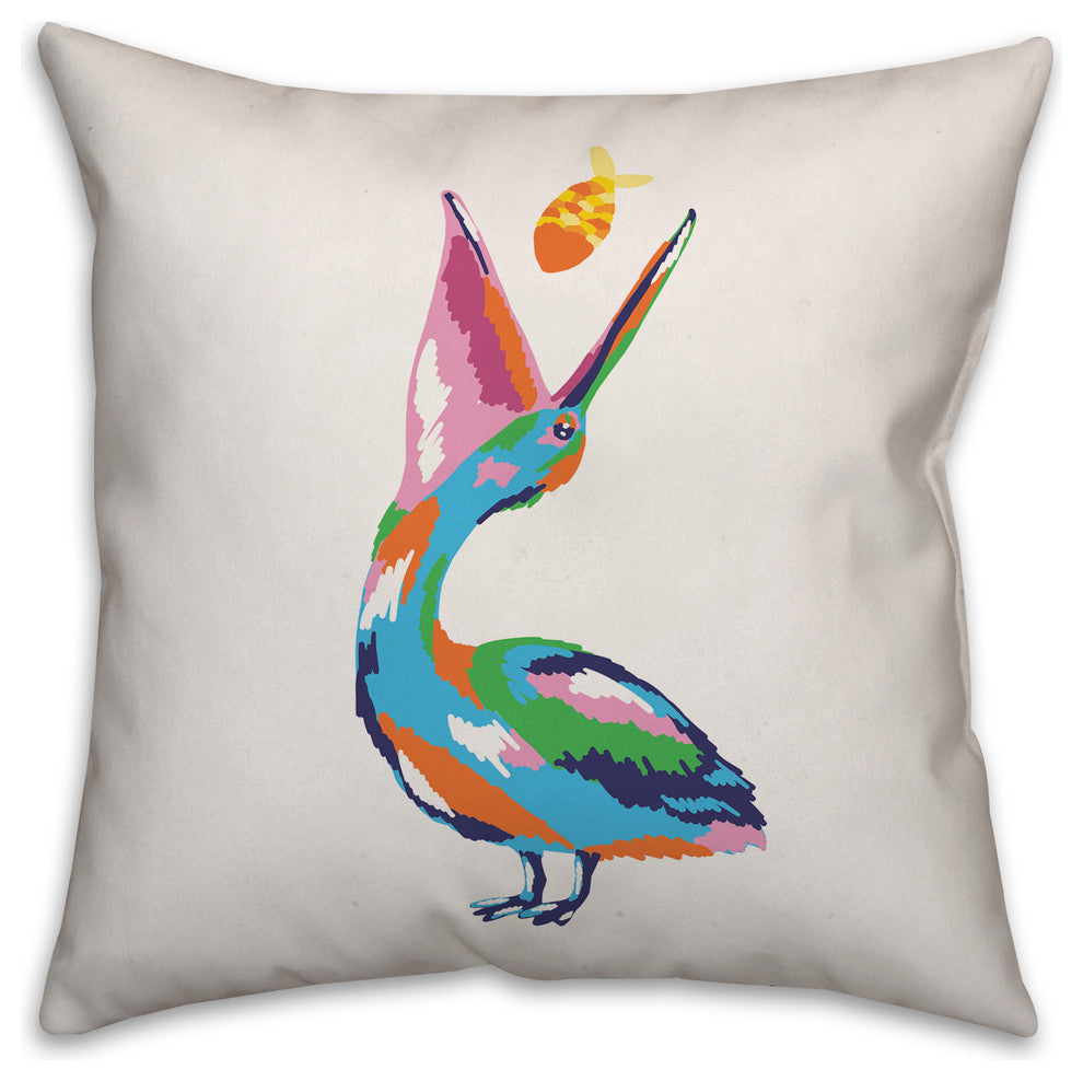 Painterly Pelican 18x18 Throw Pillow Cover