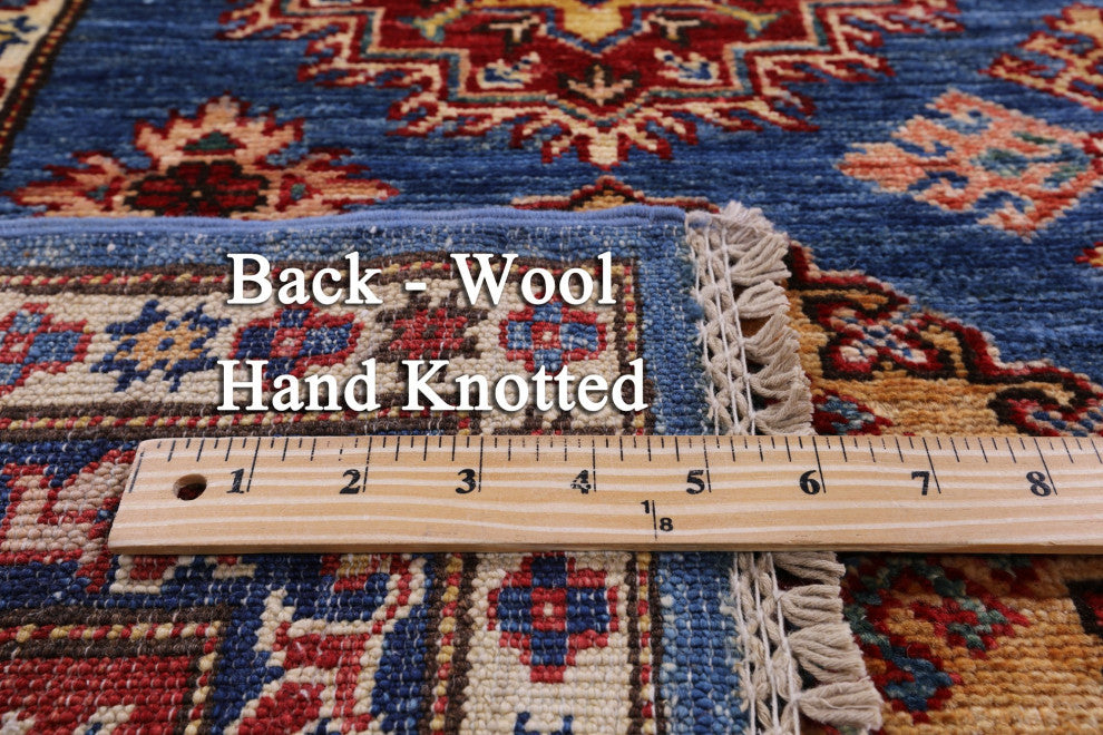 5' 10" X 8' 7" Geometric Super Kazak Hand-Knotted Wool Rug - Q12941