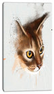 Anxious Brown Cat Watercolor Sketch, Large Animal Canvas Artwork, 16"x32"
