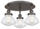 Olean-3 Light 18" Flush Mount-Oil Rubbed Bronze, Seedy Glass Shade