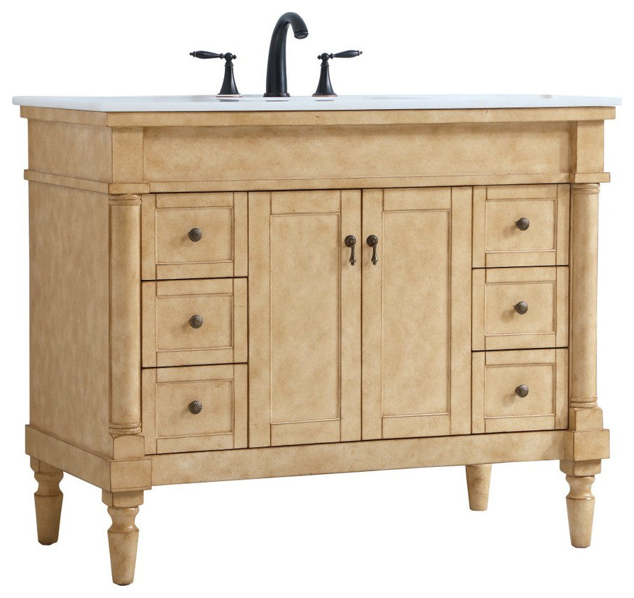 Lewis 42" Single Bathroom Vanity, Antique Beige