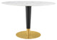 Dining Table, Oval, Artificial Marble, Metal, Gold White, Cafe Bistro Restaurant