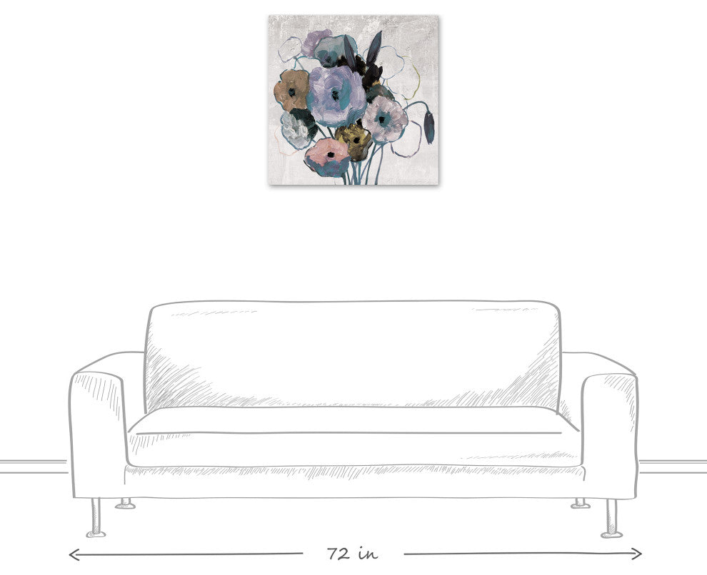 Purple Blue Florals 24x24 Canvas Wall Art