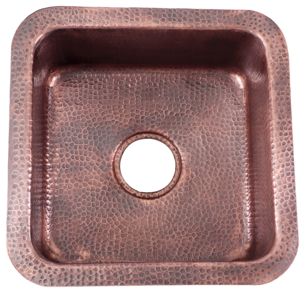Nantucket Sinks'' SQRC-7PS Copper Square Bar Sink and Cutting Board
