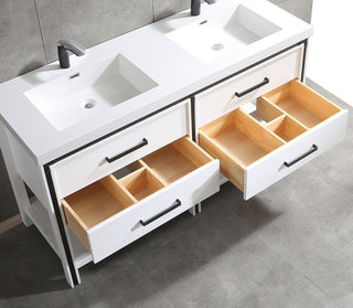 Rey 60" Double Bathroom Vanity Set, White