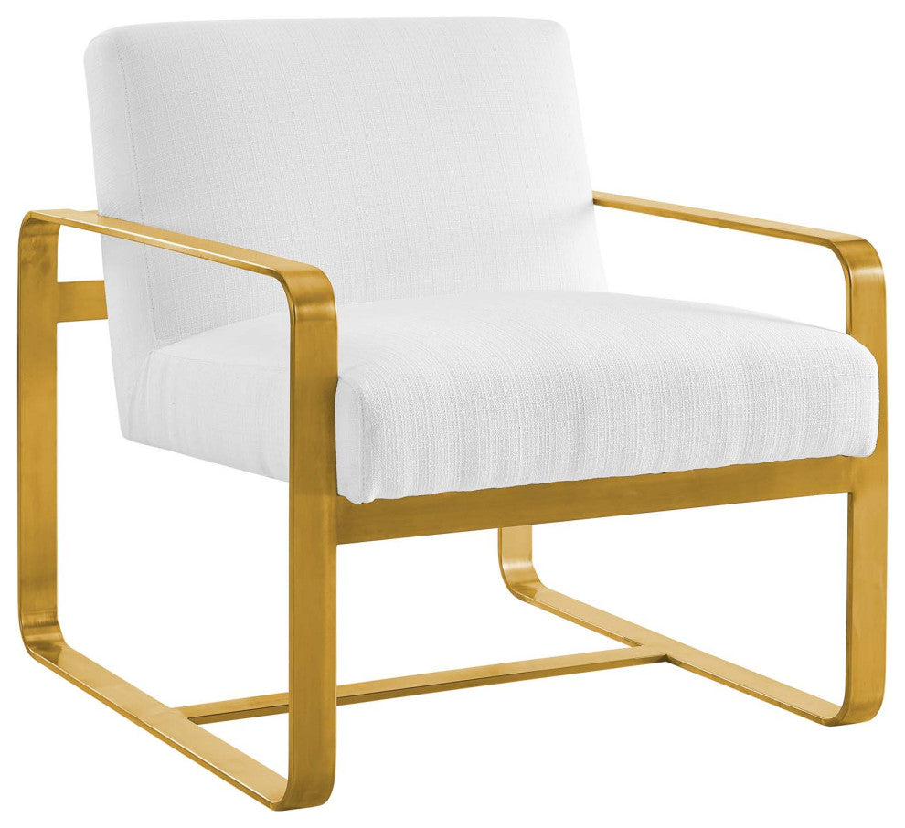 Astute Upholstered Velvet Armchair, White