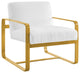 Astute Upholstered Velvet Armchair, White