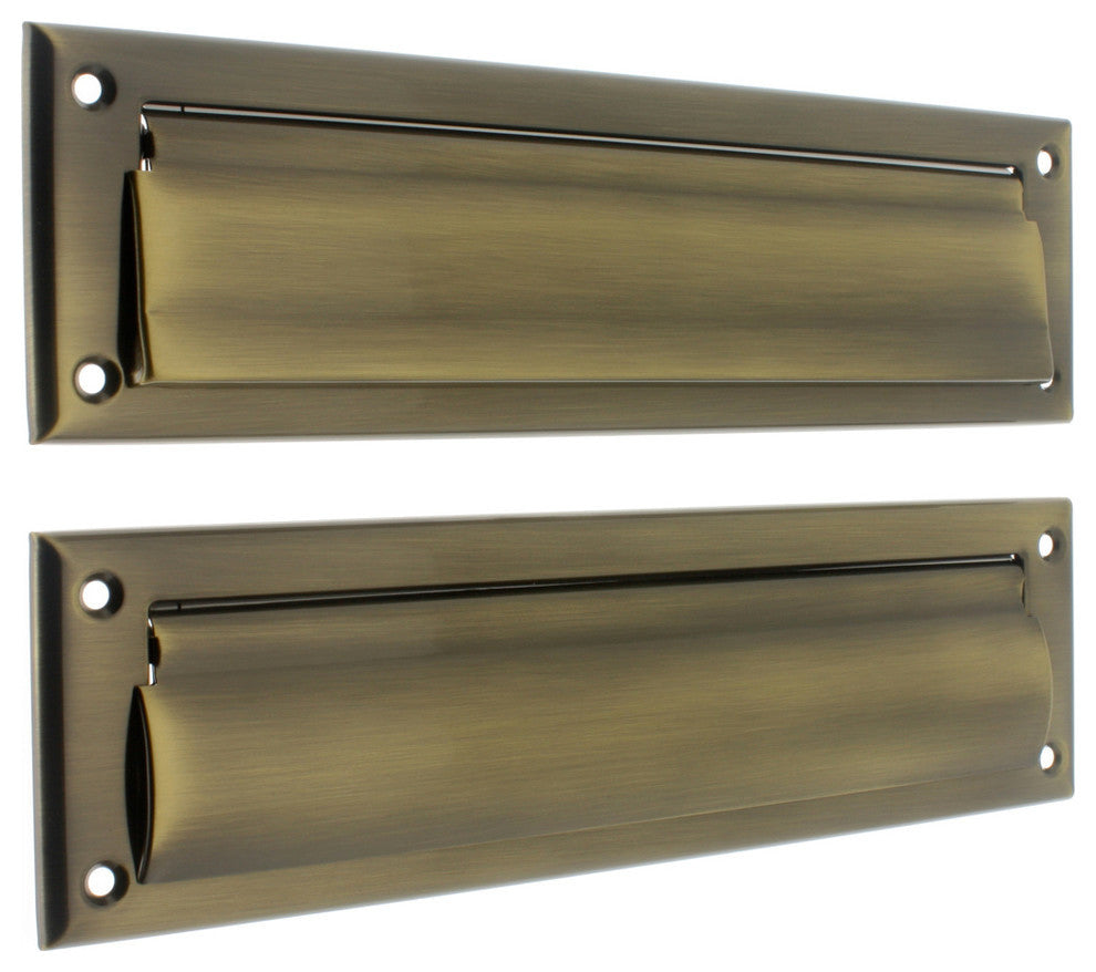 Genuine Solid Brass Magazine Mail Plate With Inside Cover, Antique Brass