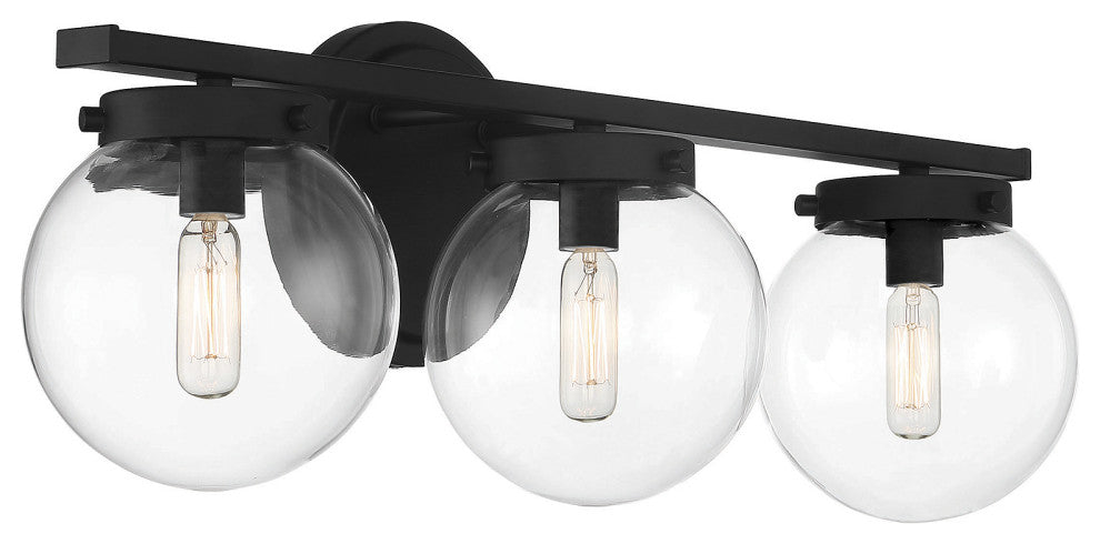 3-Light Bathroom Vanity Light, Matte Black