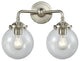 Beacon 2-Light LED Sconce, Brushed Satin Nickel, Glass: Clear