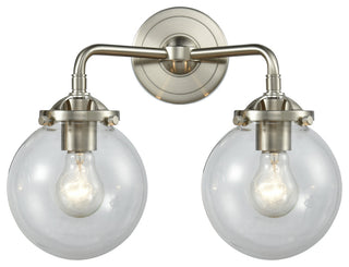 Beacon 2-Light LED Sconce, Brushed Satin Nickel, Glass: Clear