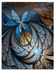 "Blue Brown Fractal Flower Pattern" Digital Metal Wall Art, 3 Panels, 28"x36"