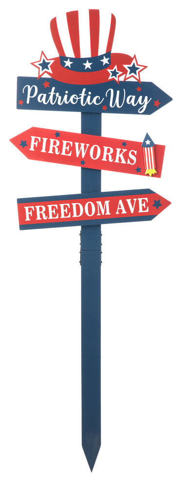 36"H Patriotic Top Hat Word Sign Yard Stake