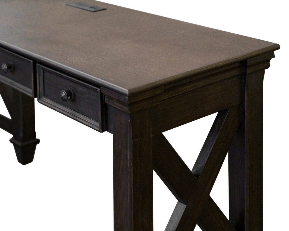 Traditional Wood Open L-Desk and Return Dark Brown