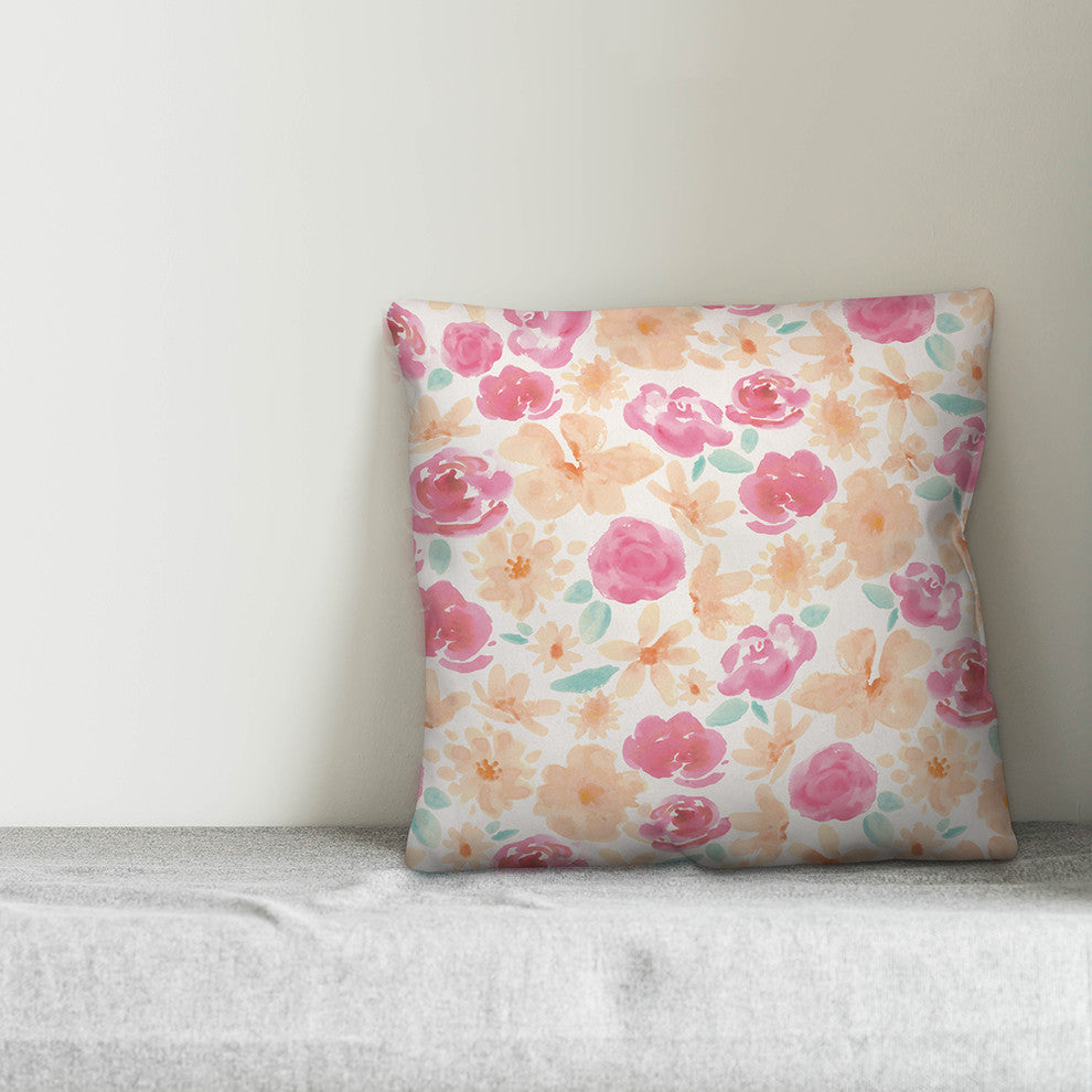 Painterly Florals 16x16 Throw Pillow