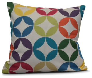 Eye Opener, Geometric Print Pillow, Turquoise, 20"x20"
