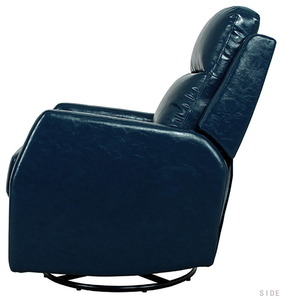 Upholstered Swivel Recliner With Tufted Back, Navy