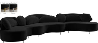 Vivacious Velvet Upholstered 3-Piece Sectional, Black