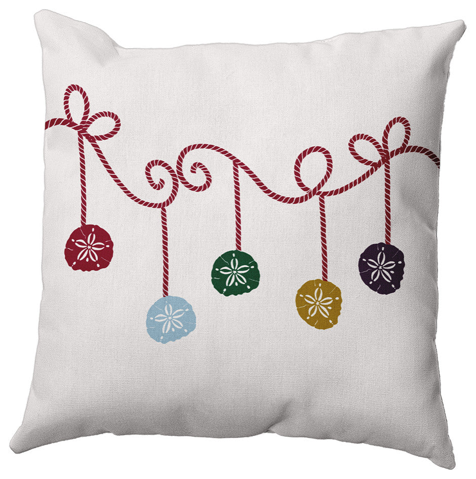 Snow Colored Sanddollar Ornaments Christmas Polyester Throw Pillow, 20"x20"
