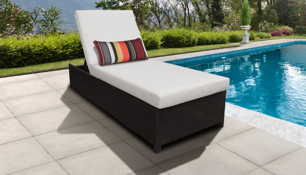 Belle Wheeled Chaise Outdoor Wicker Patio Furniture in Ash