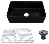 Fireclay 36inch Single Bowl Farmhouse Apron Kitchen Sink with Bottom Grid, 30