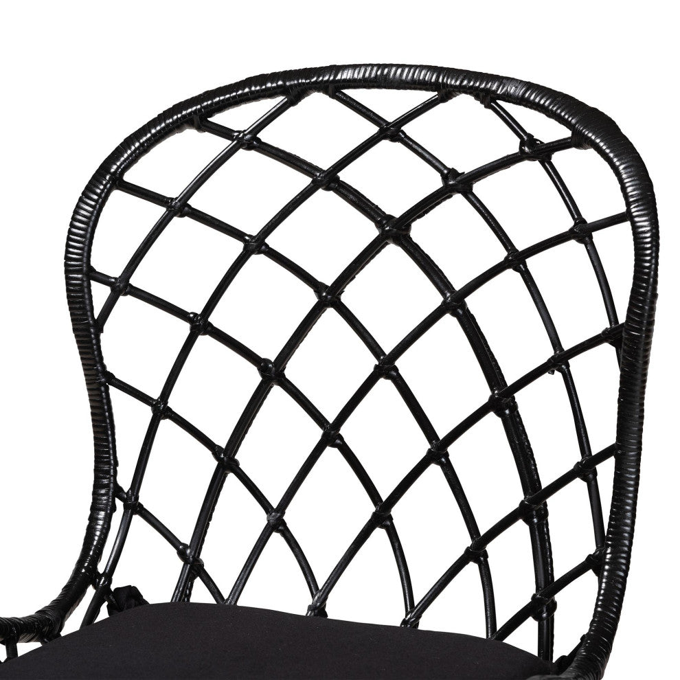 Ren Rattan Dining Chairs, Set of 2, Black