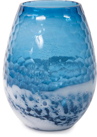 Traditional Blue-Sky Bulbous Glass Vase