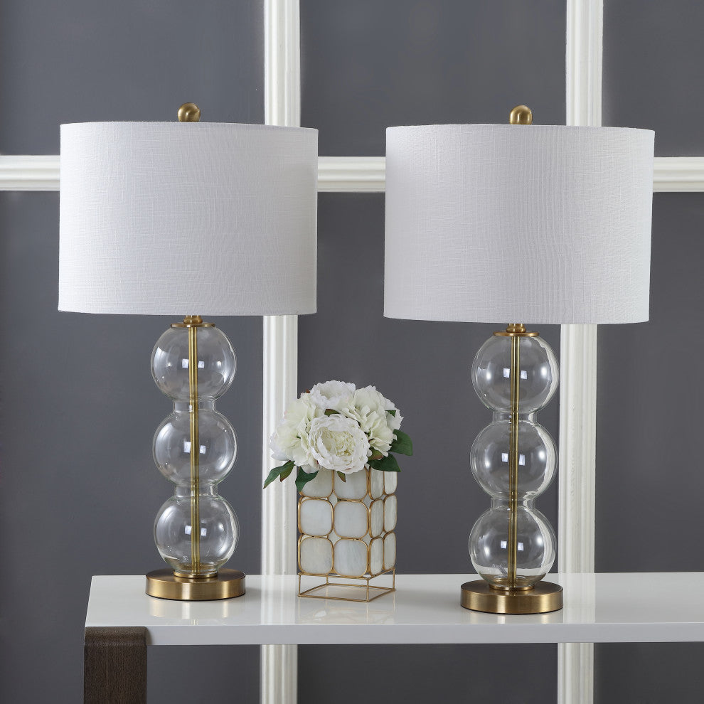 Bella 27" Glass Triple-Sphere Table Lamp, Set of 2