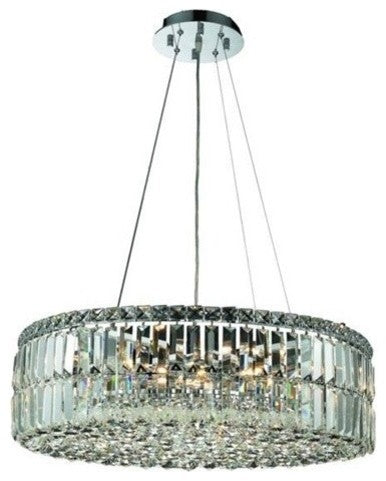 Elegant Maxim Dining Room Light, Chrome Finish With Royal Cut Crystal