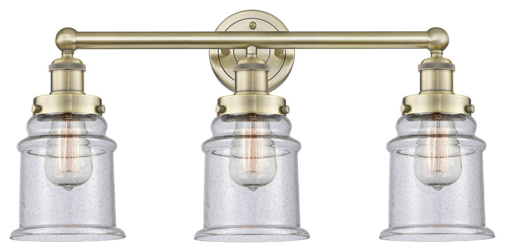 Canton 3-Light 24" Bath Vanity Light, Antique Brass Finish, Seedy Shade