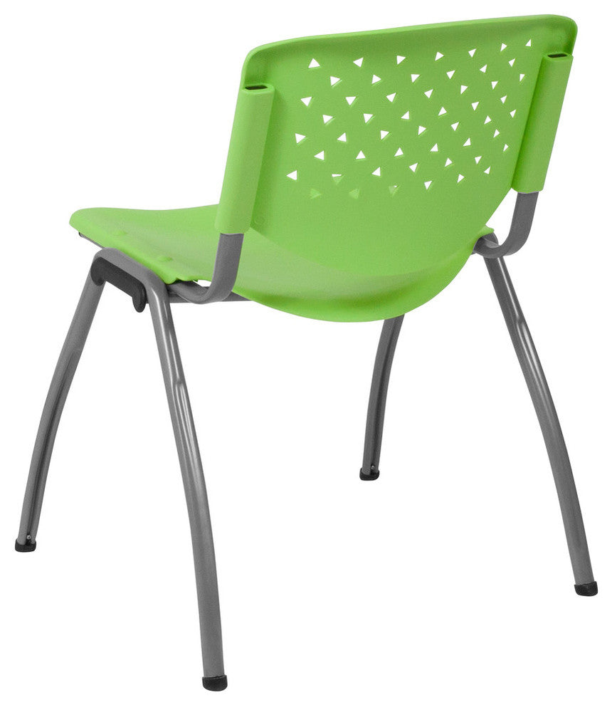 Hercules Series 880 lb. Capacity Green Plastic Stack Chair With Titanium Frame