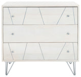 Safavieh Marigold 3 Drawer Chest, White Washed/Silver