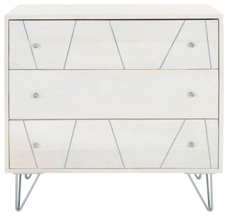 Safavieh Marigold 3 Drawer Chest, White Washed/Silver