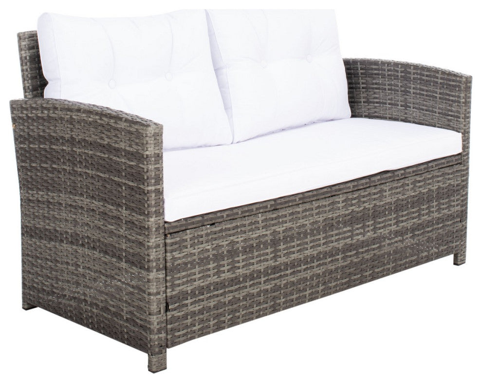 Safavieh Outdoor Vellor 4 Piece Living Set Grey Brown/White